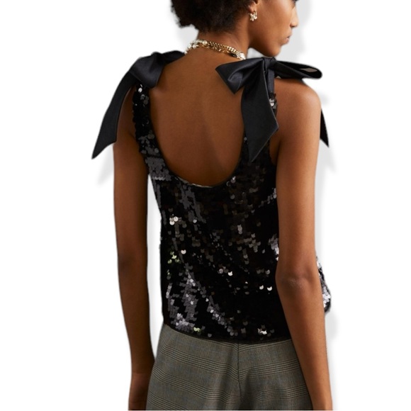 Anthropologie Maeve Sequin Bow Shoulder Tank XS NEW - Picture 3 of 10